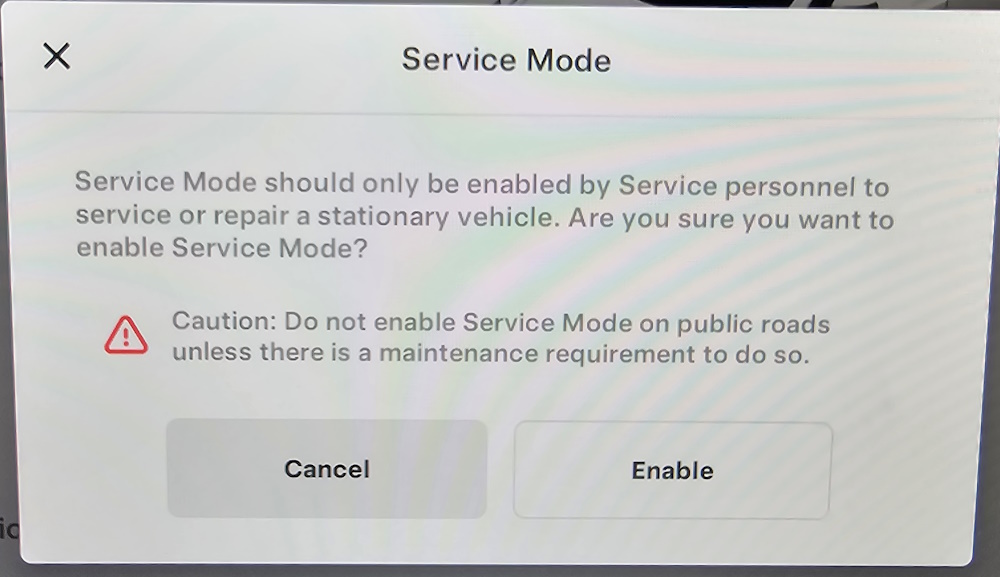 Disclaimer - Service Mode